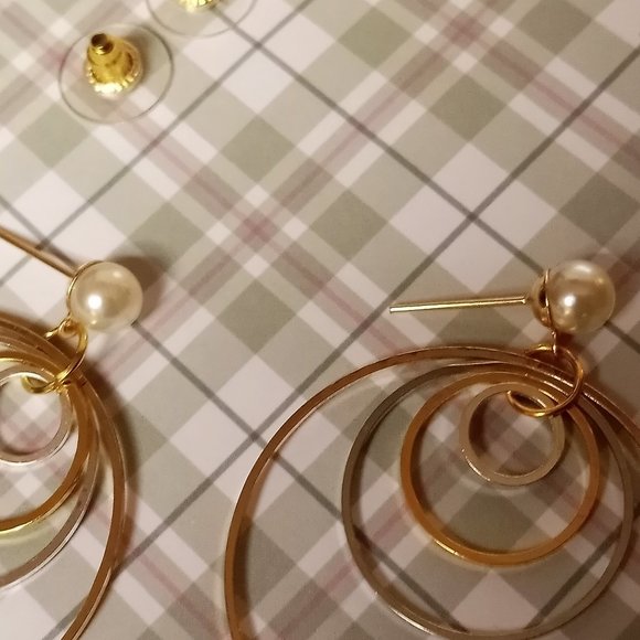 Home made/handmade Metal Stud Earrings with Metal Hoops Gold & Silver Tone #65 - Picture 7 of 9